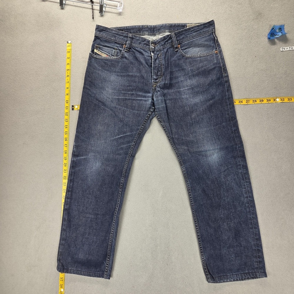 Diesel Jeans Mens 34x30 Blue Waykee Regular Straight Button Fly Made Italy 0088Z